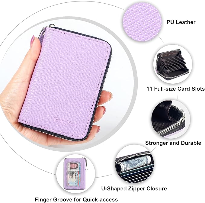 Credit Card Wallet, RFID Card Case Wallet, Zipper Card Cases Holder for Men Women, RFID Blocking, KeyChain Wallet, Compact Size Card Organizer Case for Women - Image 6