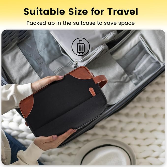 Vorspack Canvas Travel Toiletry Bag for Men, Large, Black | Water-Resistant Travel Bag for Toiletries, Large Capacity, Organized Compartment, Suitable for Shaving, Grooming, Accessories - Image 7