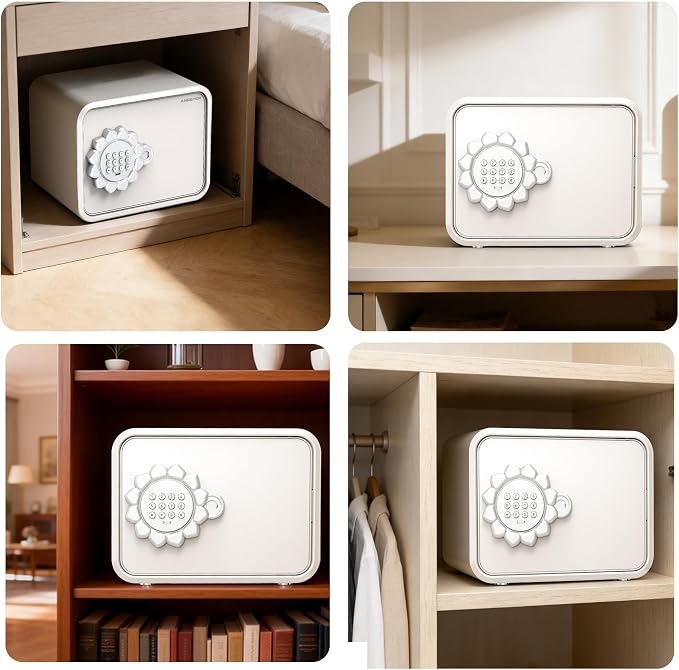 Mini Safe Box, Small Digital Security Safe Box with Keypad Lock, Small Safes for Kids with Auto Door/Coin & Bill Slot – for Cash, Jewelry & Valuables, Home/Office/Hotel Use, 6.5"D×9.3"W×7.1"H (White) - Image 7