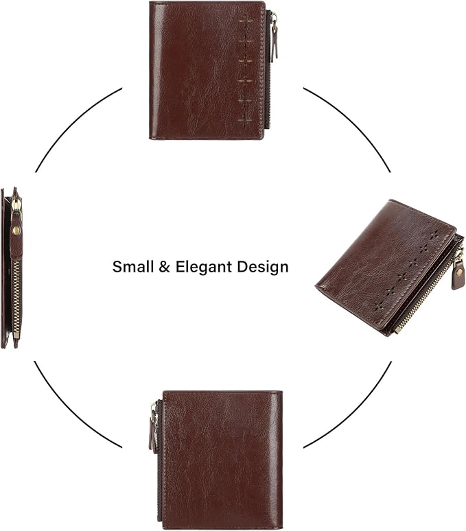 Ultra Thin Small Compact Leather Womens Girls Wallets RFID Blocking Credit Card Holder for Women - Image 6