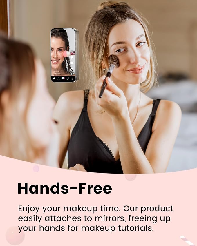amBand Magnetic Suction Phone Mount for MagSafe Case, Silicone Octo Cup Buddy Sticky Grip Holder for iPhone, Removable Hands-Free Selfie/Video for TikTok Influencers, Women Gift, Light Pink - Image 5