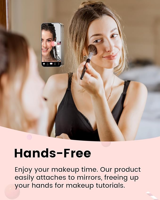 amBand Airplane Travel Essentials Phone Holder, Anti-Slip Magnetic Suction Cup Phone Mount for iPhone Fits Magsafe Attachment, Influencer/Sharer/Content Creator Must Haves for Selfie/Video, Peony Pink - Image 5