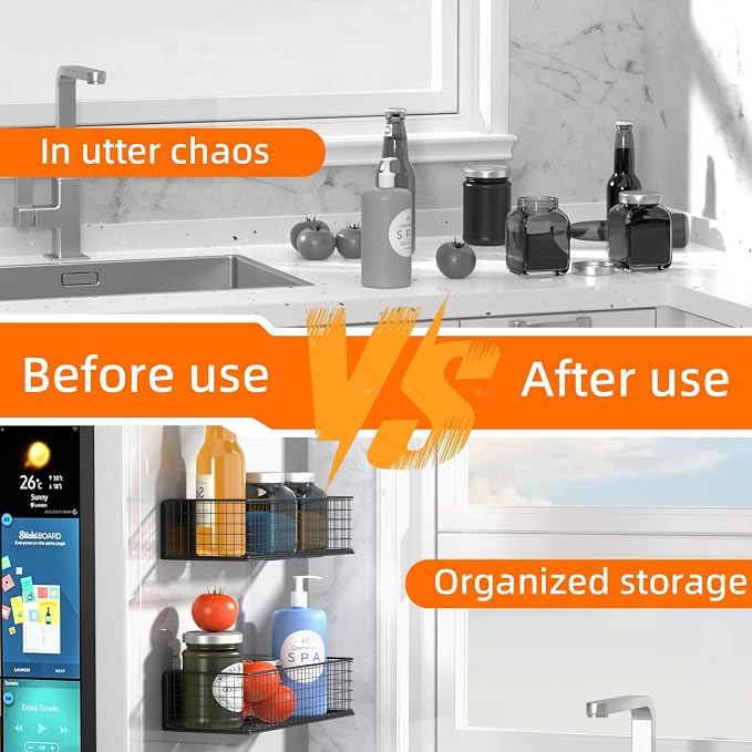 2Pack Magnetic Basket Organizer Holder for Fridge | Magnetic Storage Bin Box Containers, For Refrigerator Whiteboard Classroom - Image 6