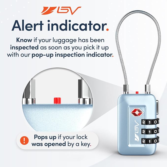 TSA Accepted Luggage Travel Lock, Set-Your-Own Combination Lock for School Gym Locker, Luggage Suitcase Baggage Locks, Filing Cabinets, Toolbox, Case (Arctic Blue, 1 Pack) - Image 4