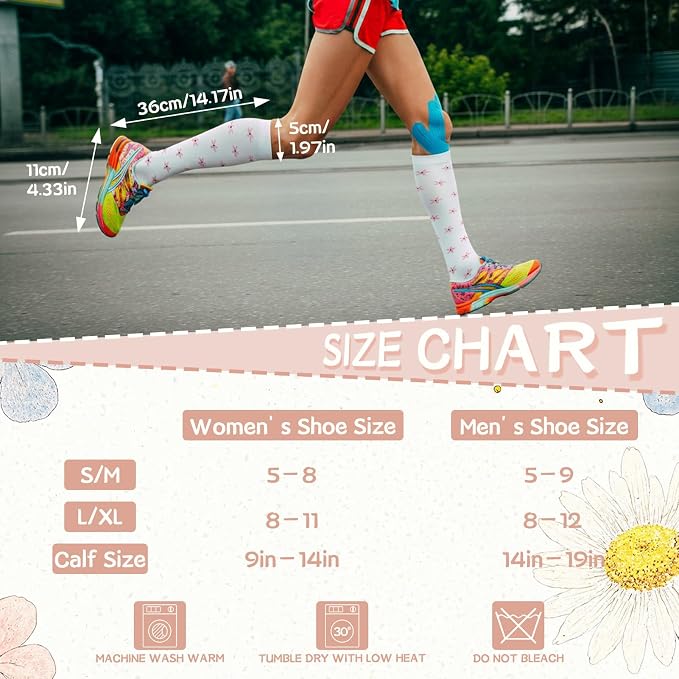 Compression Socks for Women Men | Knee High Comfort Circulation Support Socks for Athletic Running Cycling Travel - Image 3