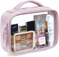BAGSMART Puffy Clear Toiletry Bag, TSA-Approved & Wide-Open, 1-Pack, Pink | Travel Makeup Bag with Handle, Cosmetic Bag with Double Zipper for Women by BAGSMART