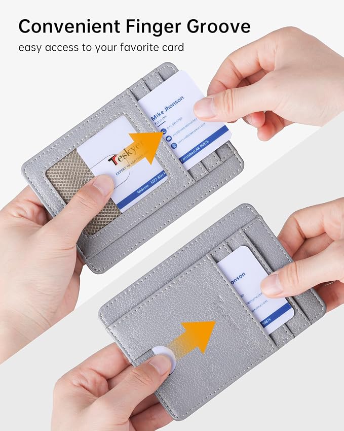 Teskyer Slim Minimalist Wallet for Men, RFID Front Pocket Card Holder | Ultra Slim Front Pocket Design, 8 Card Slots, RFID Protection, Smooth Faux Leather for Everyday Carry - Image 5