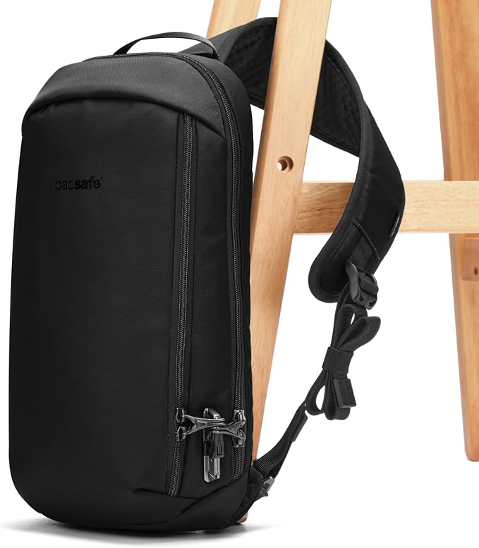 Pacsafe Vibe 325 10 Liter Anti Theft Sling Bag/Crossbody-Fits 13 inch Laptop Casual Daypack, Black, One Size - Image 4