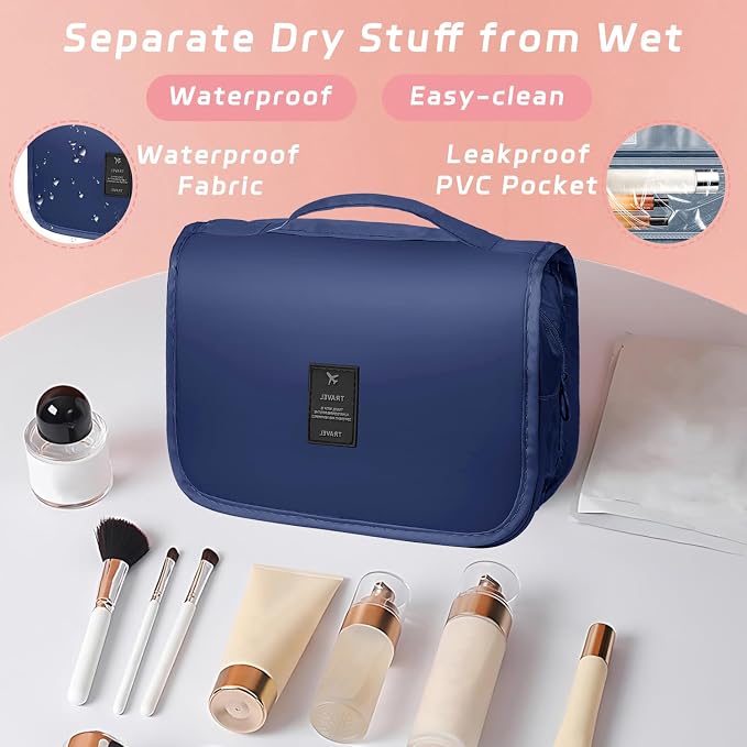 Toiletry Bag Travel Bag with Hanging Hook for Women Men,Royal Blue | Waterproof Small Capacity Hanging Multifunctional Makeup Bag for Toiletries, Portable Cosmetic Bag Travel Organizer - Image 5