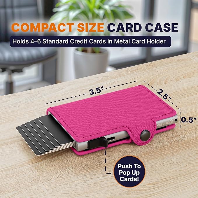Pop Up Wallet for Women | Slim RFID Blocking Card Holder for Small Purses & Crossbody Bags | Minimalist Aluminum Wallet | Holds 4-6 Cards | Compact Travel Wallet - Image 2