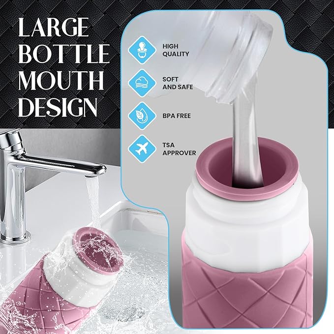 Silevoler Travel Bottles for Toiletries, TSA-Approved Travel Size Container | Woven Pattern BPA Free Silicone Leak Proof Refillable Liqus Shampoo And Conditioner Essentials Toiletry Bottles(Purple) - Image 6