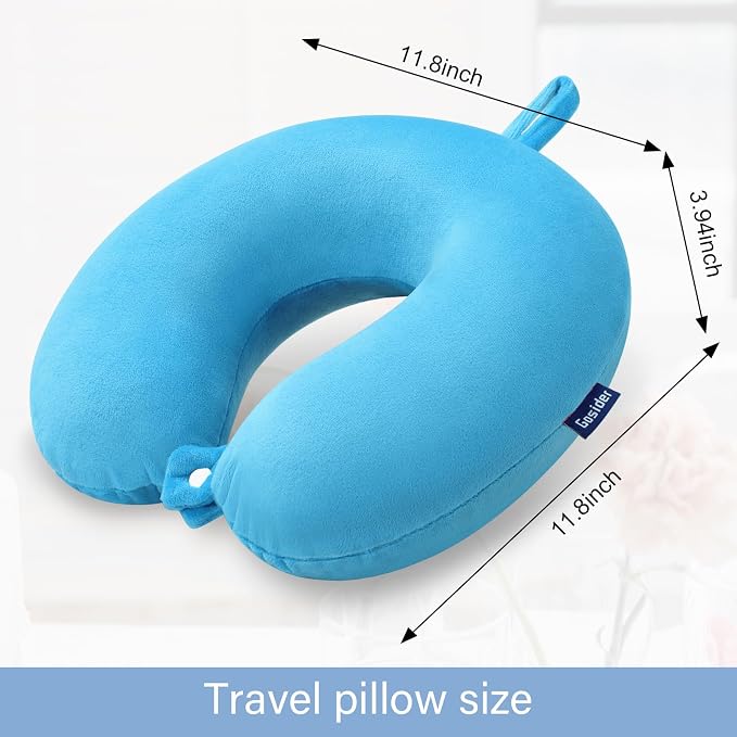 Neck Pillow for Travel Comfortable Travel Pillows U Shape Memory Foam Airplane Pillow Support Neck and Head Portable Neck Pillows Suitable for Airplane, Trains, Self-Driving Cars, Lake Blue Color - Image 3