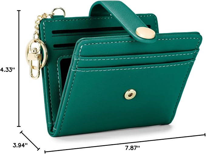 POIUGOYA Slim Wallet for Women,RFID Blocking Bifold Credit Card Holder with Zipper Coin Pocket,ID Window,Keychain - Image 7