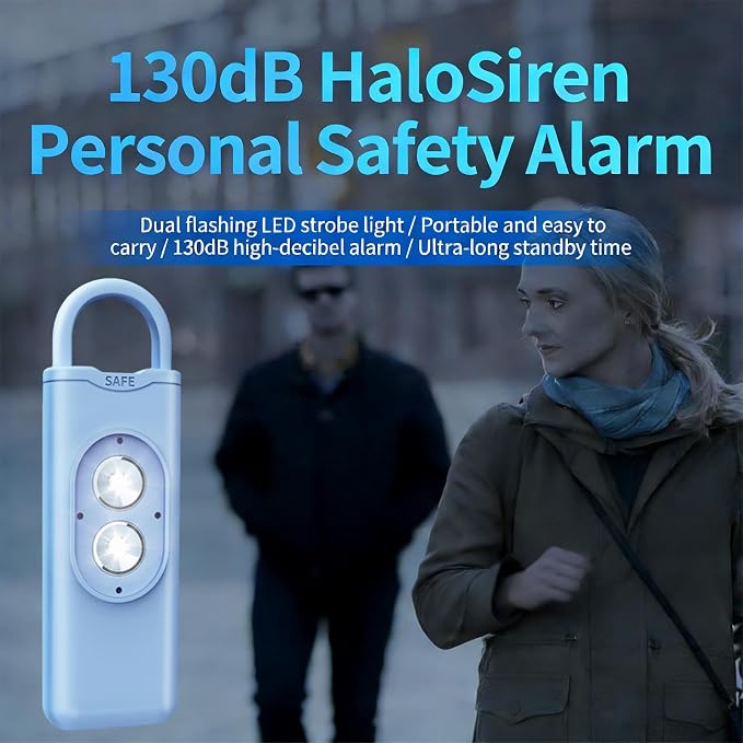 Halo-Siren Keychain, HaloSiren Personal Safety Alarm - 130db Loud Alarm Keychain with LED Strobe Light, Compact Emergency Siren (Double Flashing Lights - White + Copper Ring) - Image 3