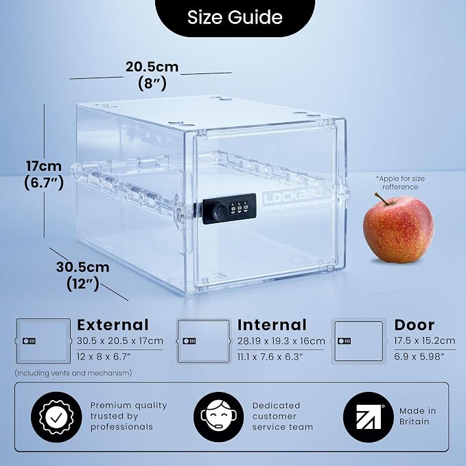 Lockabox One™ | Premium Lock Box | Medium Combination Lock Box For Food, Medicine & Home Safety | External Size 12 x 8 x 6.6 inches (Crystal) - Image 4