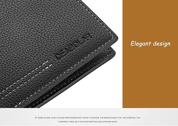 Men Wallet Black PU Material 4 Card Holder 2 Money Pockets 2 Clear Window Suitable for Gifts without RFID Slim Small for Traveling - Image 6