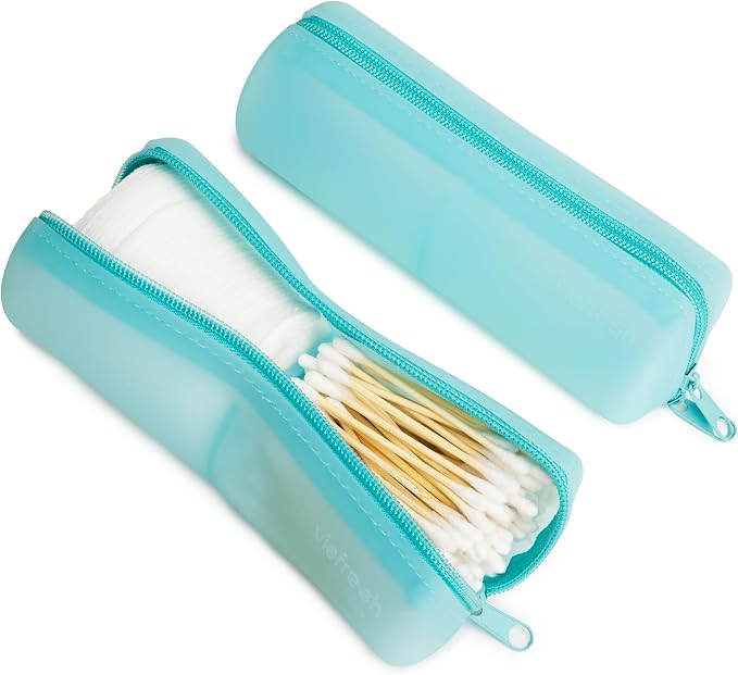 Cotton Round Swab Travel Case, 2-in-1 Beauty Organizer, (Blue) - Image 2