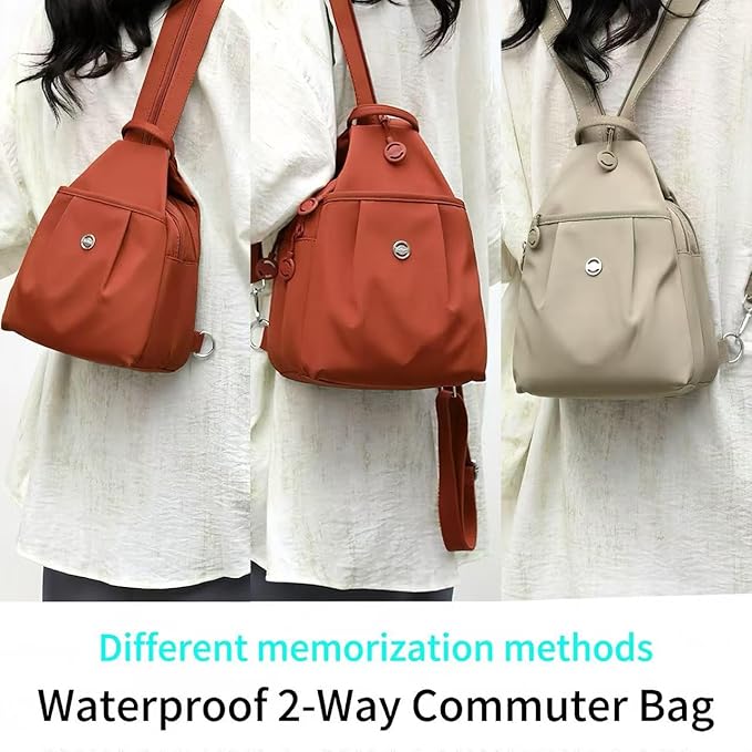 2-Way Commuter Bag 3 in 1 Tote for Women Waterproof Anti-Theft (Black) | Waterproof convertible anti-theft backpack purse. Lightweight multi-compartment bag for work, travel & commute. - Image 5