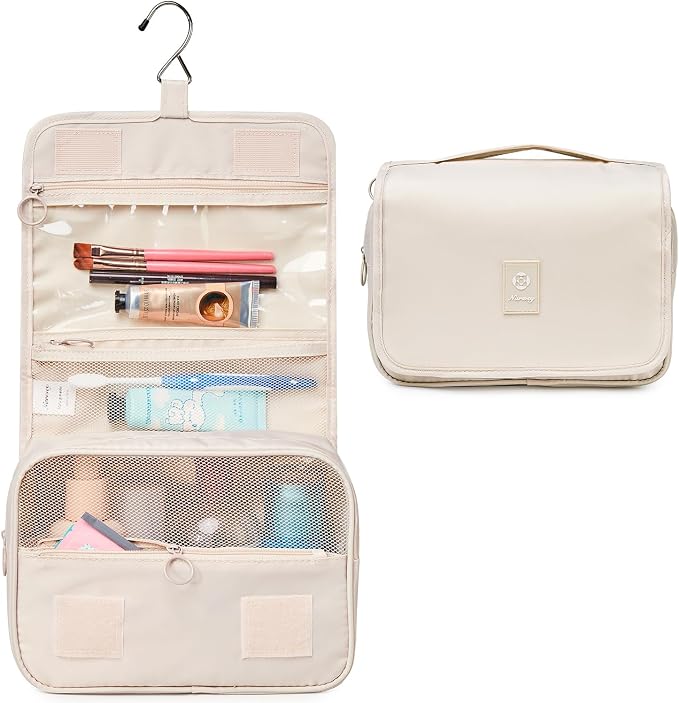 Narwey Small Hanging Travel Toiletry Bag for Women, Travel Bag for Toiletries, Makeup Bag Organizer Make Up Bags Cosmetic Bags for Girls - Image 3