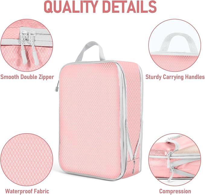 4 Set Packing Cubes For Travel Essentials, Luggage Packing Organization Cubes Suitcase Organizer Bags Set For Luggage Travel Packing Cubes For Suitcases Durable (4 Pcs, Pink) - Image 4