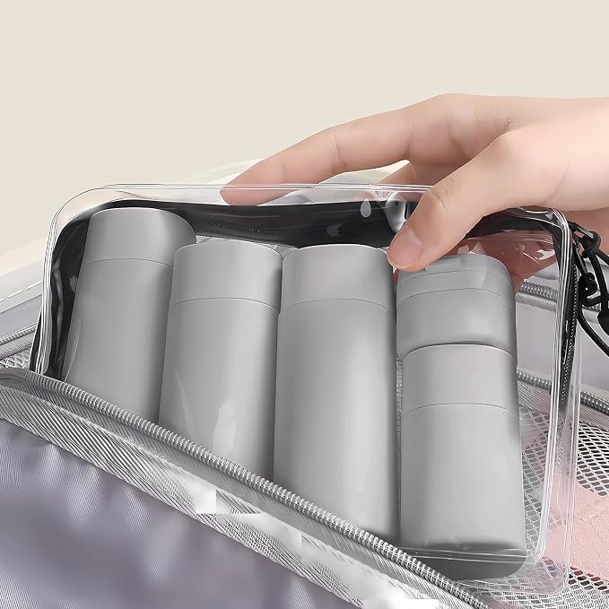 Travel Bottles for Toiletries, 5 Pack Travel Size Containers, TSA Approved Leak Proof - Silicone Toiletry Containers with Clear Bag for Shampoo, Conditioner & Lotion, Travel Essentials - Image 5