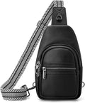 Anti-theft Sling Bags Women Small PU Leather Chest Fanny Pack | RFID Blocking,Safety Zipper,5 Card Slots,Adjustable Strap,Large Capacity,Multi Pockets,Faux Leather,Daypack,Bum Bags,Travel by WillSolunaCrossbodyBags