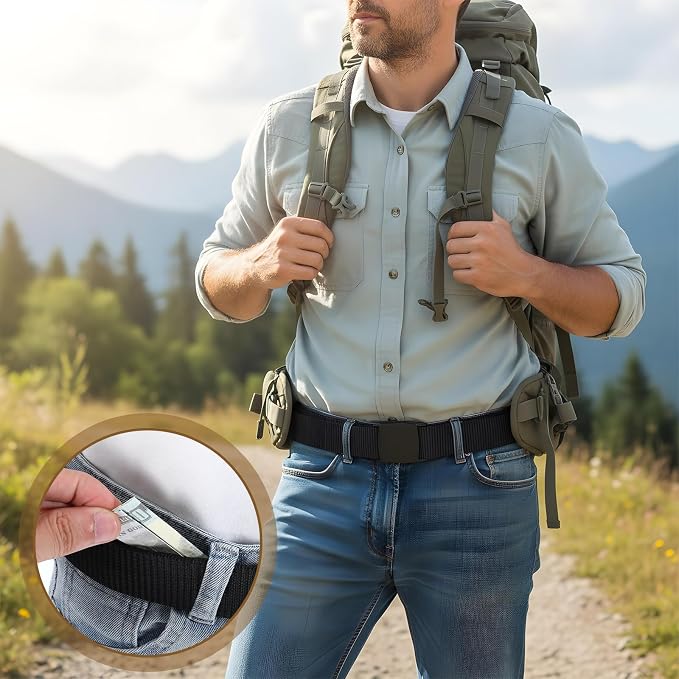 ElevateTech Travel Money Belt, Hidden Money Pouch Security Waist Wallet | with Secret Compartment, Anti-Theft, Nylon, with Zinc Alloy Buckle, for Business Travel, Daily Working, Gift for Dad - Image 6