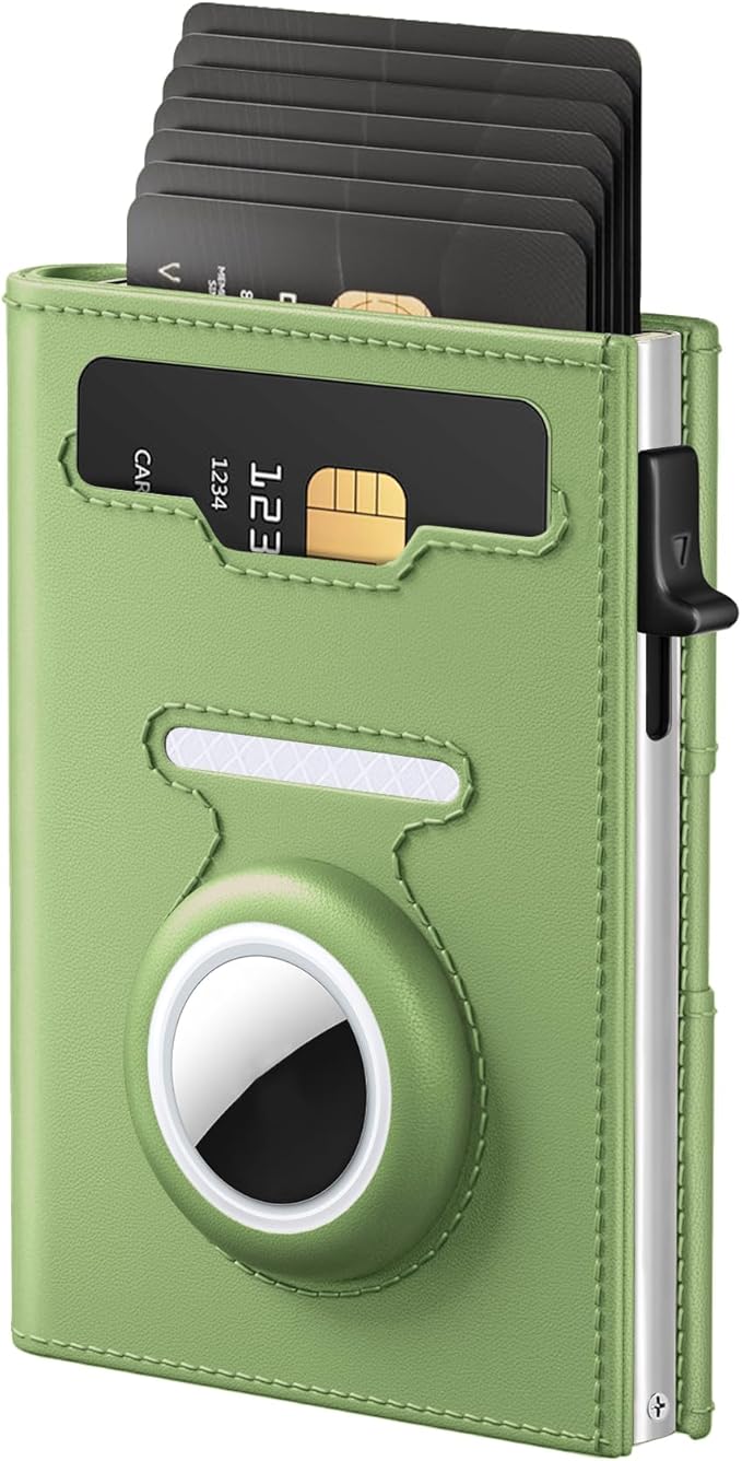 Slim Wallet Women for Air tag - RFID Blocking Small Compact Travel Credit Card Holder Wallet for Women, Smart Pop up Minimalist Card Case, Capacity 10+ Cards, Cash Slot, ID Window by vastscenery