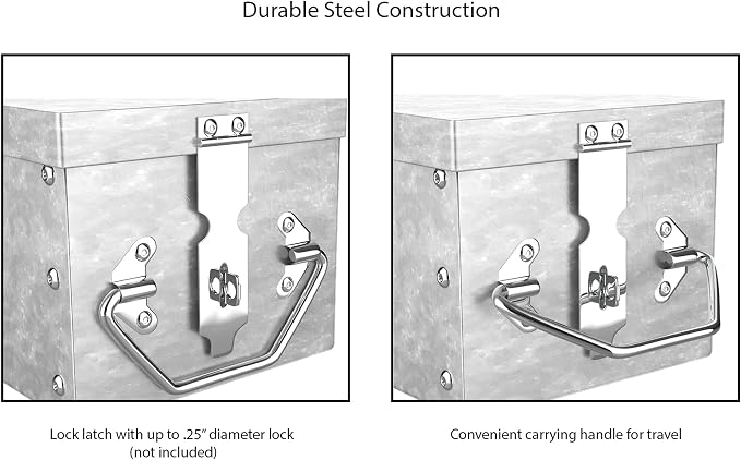 Stalwart Metal Lock Box with Folding Handle | Stackable Design | Secure Valuables | Silver | Pack of 2 - Image 3