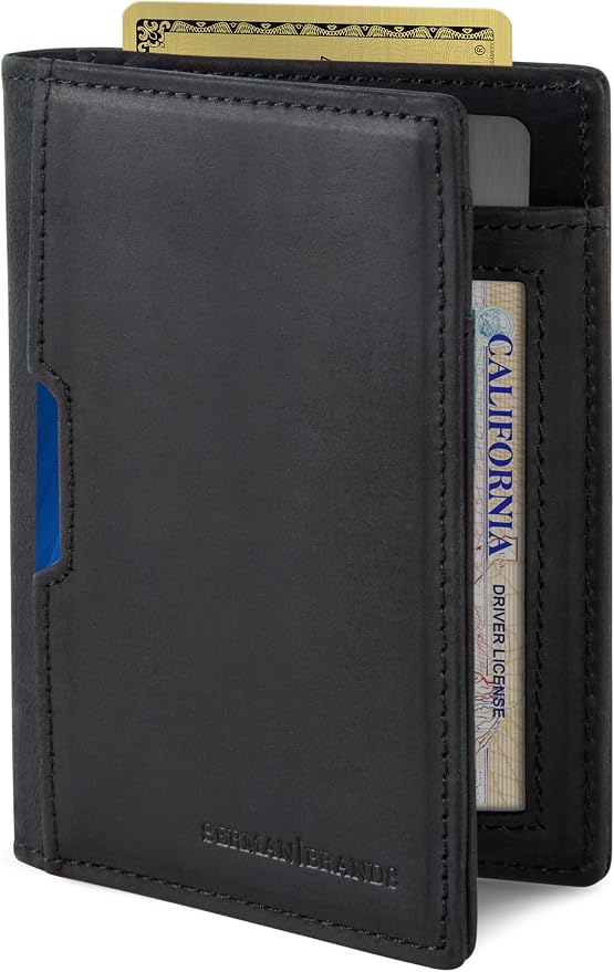 SERMAN BRANDS - Wallets for Men Slim Mens leather RFID Blocking Minimalist Card Front Pocket Bifold Travel Thin by SERMANBRANDS