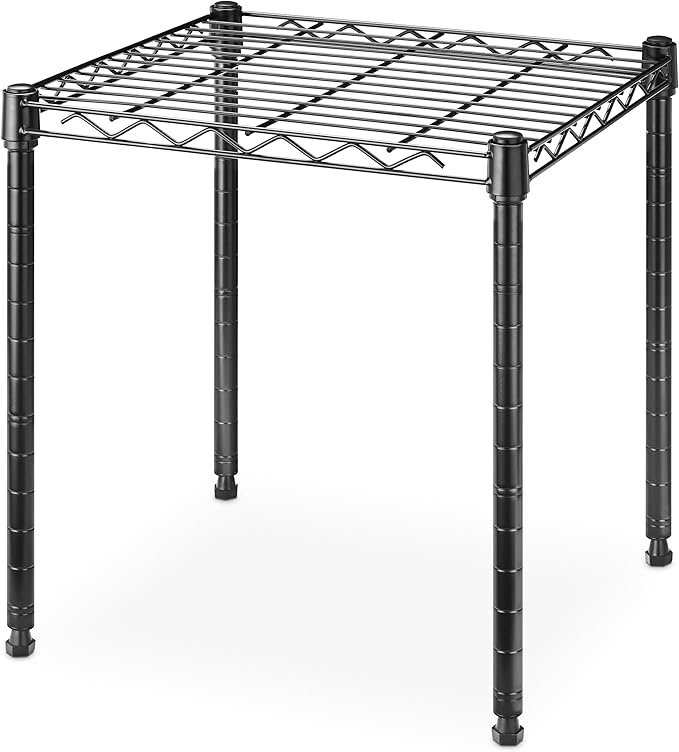 Whitmor 1 Tier Supreme Stacking Shelving Unit, Wire Metal Home Storage Organizer, 15" L x 14" W x 15" H, Black by Whitmor