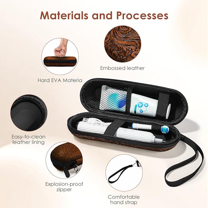 Electric Toothbrush Travel Case, compatible with Oral-B/Oral-B Pro 1000, 1500, 5000, 7000, 7500, 6000, 9600; Philips Sonicare 4100, 5100, 1100, 6100, 5300; Oral-B iO electric toothbrush - Image 5