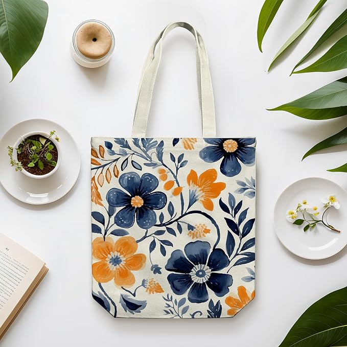 itgowisa Canvas Tote Bag for Women, Tote Bag with Zipper Inner Pocket, Zippered Canvas Bag for Shopping Work Grocery Everyday - Image 2