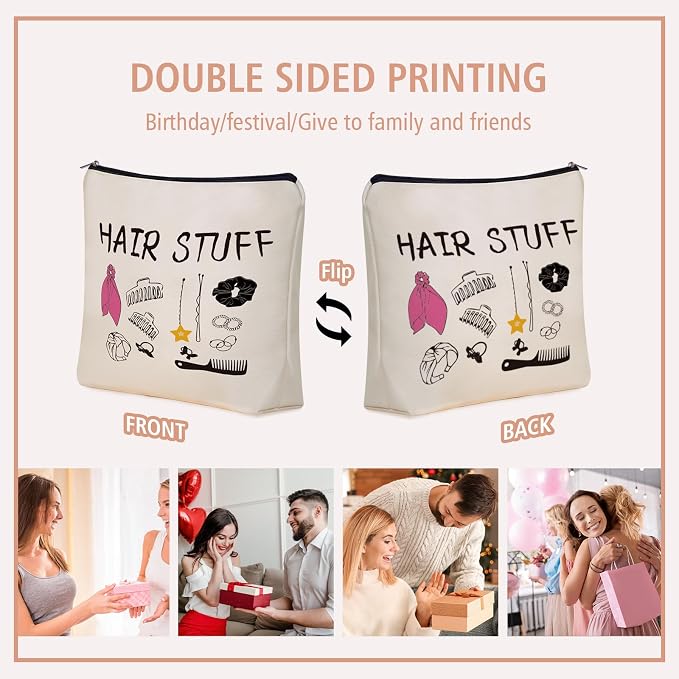 Mom Gifts Hair Stuff Makeup Bag: Hair Accessories Themed Cosmetic & Toiletry Organizer Pouch For Teen Girls & Women Hairstylist Sisters, Friends.Ideal Mom Gift For Travel, Birthdays. - Image 6