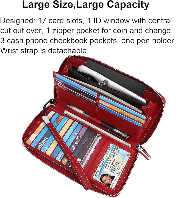 Small Compact Women Wallet RFID Blocking Genuine Leather Bifold Purse with ID Windows - Image 3