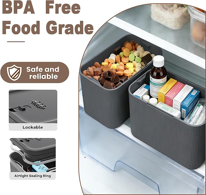 Lockable Storage Box, Large Lock Box with Combination Code – 5cm Taller Version for Medication Safe, Phone Jail, Food Snacks, First Aid Kits, Refrigerator, Office, School, Home, Travel Gift - Image 4