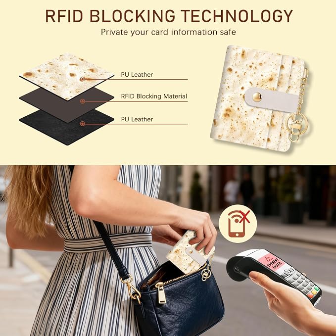 Jogjam Funny Taco Rfid Women Wallet, Small Slim Compact Credit Card Holder | PU Leather Bifold Cash Zipper Coin Pocket ID Window, for Female Ladies Teen Girls Girly Gifts - Image 3