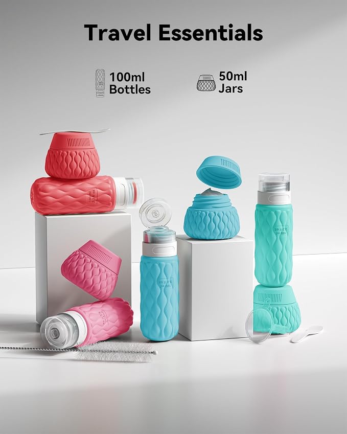 Travel Bottles for Toiletries Silicone Travel Size Containers 3.4oz 1.7oz | Travel Essentials TSA Approved Leakproof Refillable Squeeze Bottles with Labels/Clear Bag for Shampoo, Conditioner, Creams - Image 2