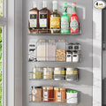 Magnetic Spice Rack for Refrigerator, 4 Pack Metal Strong Magnet Spice Organizer Shelves, Magnetic Fridge Shelf for Kitchen Seasoning Organizer Gadgets, Home Organization and Storage (Grey) by IYEBAU