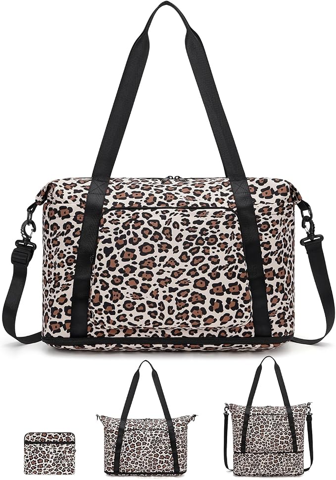 WANDF Foldable Expandable Personal Item Travel Bag for Women Carry On | 18x14x8 inches, Frontier Airline Underseat Fit, Weekend Getaways by WANDF