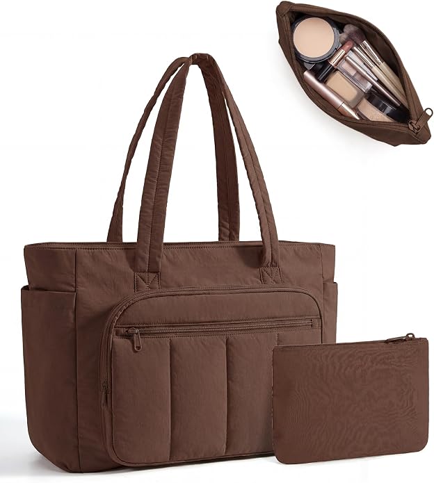 BAGSMART Tote Bag for Women, 2 Set Work Tote Bag with Zipper | 20L Capacity, 15.6'' Laptop Quilted Nurse Handbags for Work Travel College - Image 9