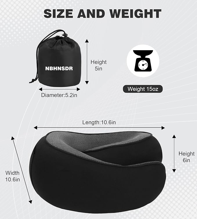 Travel Neck Pillow, Newly Upgraded Hooded Neck Pillow, 100% Pure Memory Foam Travel Pillow for Flight Headrest Sleep,Portable Aircraft Accessory,Suitable for use in Plane/Car/Office(Black) - Image 2