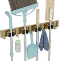 reliahom Broom Holder Wall Mount Mop Hanger Tools organizer 4Racks 5Hooks | Adjustable Mop Broom Wall Hanging Heavy duty Tools Storage Rack Space-saving for Garage,Kitchen,Laundry Room,Garden, Bronze by reliahom