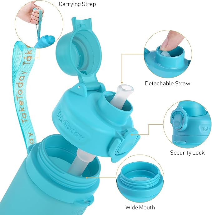 TakeToday Collapsible Water Bottles 32oz, Foldable Travel Water Bottle, BPA Free, Silicone Water Bottle Leakproof for Hiking, International Travel, Outdoors - Image 9