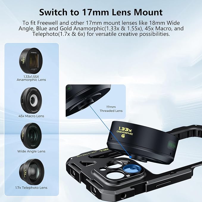 Freewell Genius Rig Cage for iPhone 16 Pro Max - Tool-Free Setup, Multifunctional Tripod and Monopod Handles, Bluetooth Remote | Includes tripod handle, monopod handle, remote and lens mount for filming, stability and control - Image 4