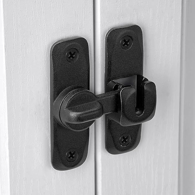 2 Packs Matte Black Barn Door Latches,90/180 Degree Gate Lock_B | Zinc Alloy Right Angle Door Lock Latch,Flip Gate Latches,Sliding Door Latch Lock,for Cabinets,Fence Gates,Pet Cage - Image 5