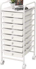 Simple Houseware 8 Drawers Rolling Utility Cart Art Craft Storage, White | 1-Column, 30.25" Height, Lockable Wheels, for School, Office, Art Craft, and Paper Storage by SimpleHouseware