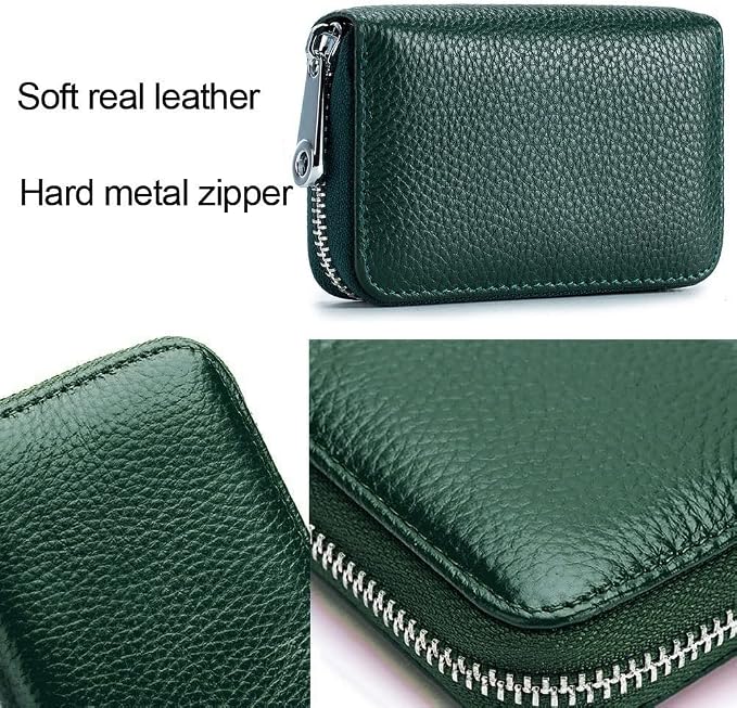 RFID Credit Card Holder Genuine Leather Credit Card Wallet with Zipper | RFID - Image 5