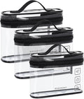 BAGSMART TSA Approved Toiletry Bag, 3 Pack Clear Makeup Cosmetic Bag Organizer, Quart Size Travel Bag for Toiletries, Carry-on Travel Accessories Essentials, Black-3pcs by BAGSMART