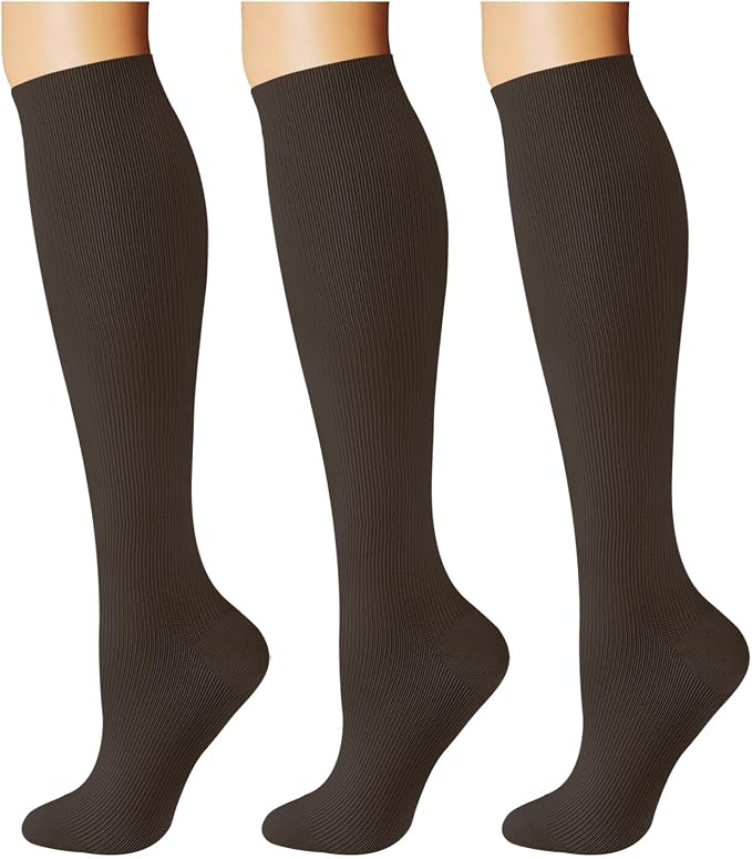 Breslatte Compression Socks for Women Men 15-20 mmHg | Graduated compression stockings knee high athletic support socks for travel running flying nurse pregnant by Breslatte